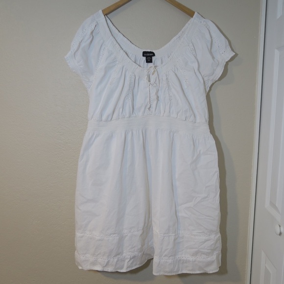 Lane Bryant Milkmaid Dress Boho Mini Beaded Collar Euro Summer Bridal White - Picture 9 of 9